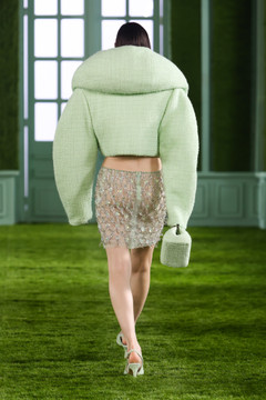 Cropped Tweed Jacket with Tulle Bralette and Skirt Cropped Tweed Jacket with Tulle Bralette and Skirt