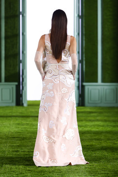 Crepe Gown with Plunging Neckline Crepe Gown with Plunging Neckline