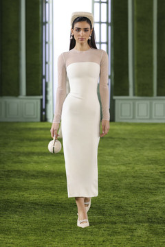Crepe Dress with Tulle Panel Crepe Dress with Tulle Panel