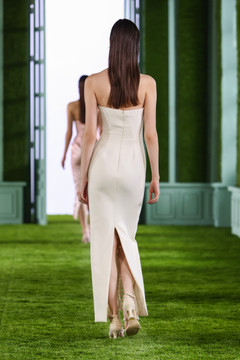 Strapless Crepe Dress with Bow Cut-Outs Strapless Crepe Dress with Bow Cut-Outs