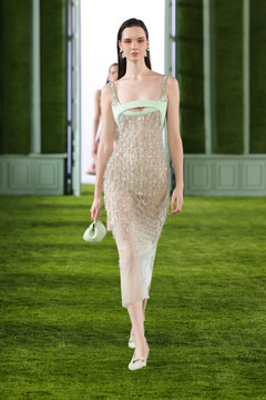Beaded Tulle Dress with Crepe Bodice Beaded Tulle Dress with Crepe Bodice