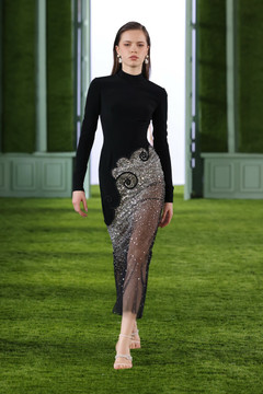 Crepe Dress with Tulle Skirt Crepe Dress with Tulle Skirt