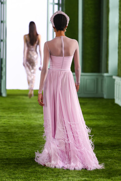 Georgette Gown with Feathered Skirt Georgette Gown with Feathered Skirt