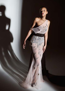 Asymmetrical Belted Bow Gown Asymmetrical Belted Bow Gown