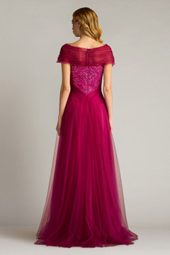 Paillette Embroidered Tulle Cap Sleeve Gown Paillette Embroidered Tulle Cap Sleeve Gown