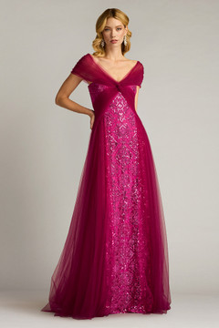 Paillette Embroidered Tulle Cap Sleeve Gown Paillette Embroidered Tulle Cap Sleeve Gown