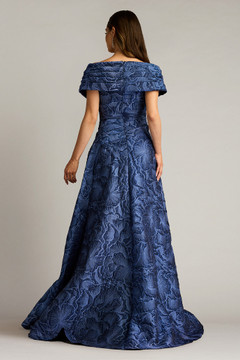 Textured Crepe Portrait Collar Gown Textured Crepe Portrait Collar Gown