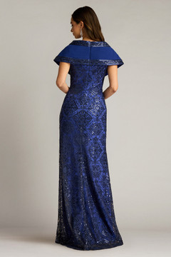 Paillette Gown with Textured Crepe Portrait Collar Paillette Gown with Textured Crepe Portrait Collar