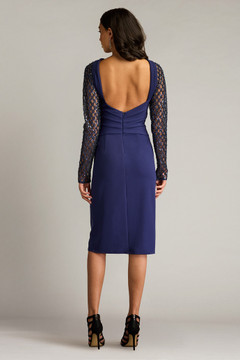 Textured Crepe Embroidered Tulle Dress Textured Crepe Embroidered Tulle Dress