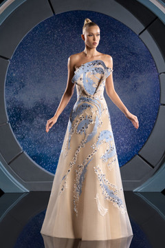 Strapless A-Line Embroidered Gown Strapless A-Line Embroidered Gown