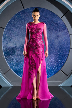 Fully Beaded Organza Gown Fully Beaded Organza Gown