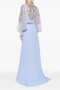 Crepe Gown with Envelope Skirt and Beaded Top Crepe Gown with Envelope Skirt and Beaded Top