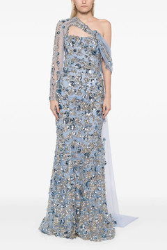 Tulle One Shoulder Gown with Tulle Tail Tulle One Shoulder Gown with Tulle Tail