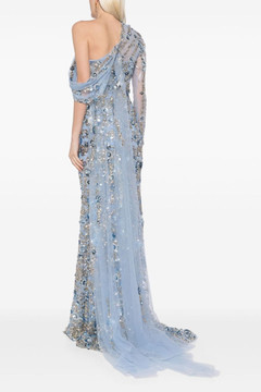 Tulle One Shoulder Gown with Tulle Tail Tulle One Shoulder Gown with Tulle Tail
