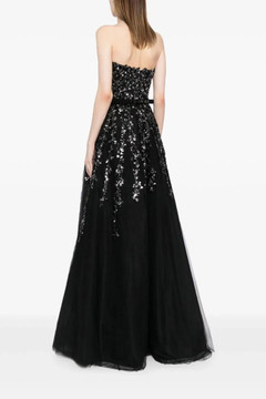 Tulle Strapless A-Line Gown with Dotted Beading Tulle Strapless A-Line Gown with Dotted Beading