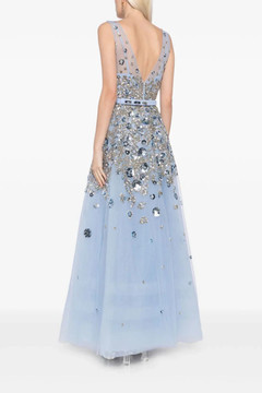 Tulle Ankle-Length Dress with Dotted Beading Tulle Ankle-Length Dress with Dotted Beading