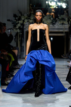 Onyx-Velvet Strapless Gown with Train Onyx-Velvet Strapless Gown with Train