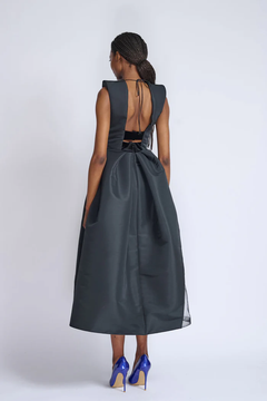 Onyx Faille Velvet Dress with Cloche Skirt Onyx Faille Velvet Dress with Cloche Skirt