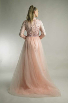 Long Sleeve Embellished Gown with Overskirt Long Sleeve Embellished Gown with Overskirt