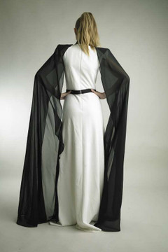 Long Sleeve Capelet Mock Neck Gown Long Sleeve Capelet Mock Neck Gown