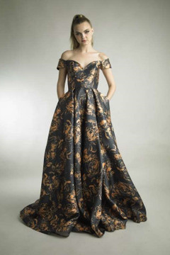 Off Shoulder Print Gown Off Shoulder Print Gown