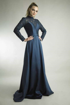 Long Sleeve Lace Bodice A-Line Gown Long Sleeve Lace Bodice A-Line Gown