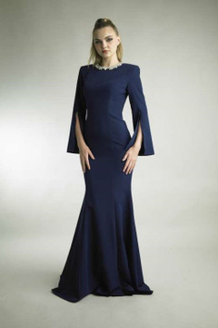 Long Sleeve Knit Trumpet Gown Long Sleeve Knit Trumpet Gown