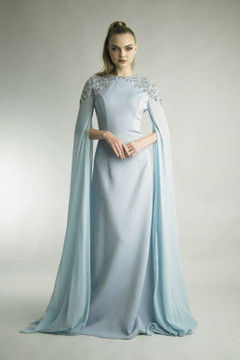 Long Sleeve Capelet Knit Gown Long Sleeve Capelet Knit Gown