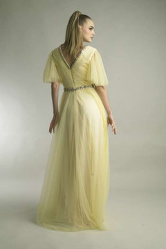 Pleated Flutter Sleeve Gown Pleated Flutter Sleeve Gown