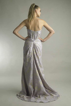 Strapless Jacquard Slit Gown Strapless Jacquard Slit Gown