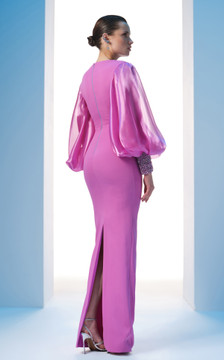 Long Balloon Sleeve Column Gown Long Balloon Sleeve Column Gown