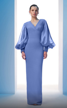 Long Balloon Sleeved Column Gown Long Balloon Sleeved Column Gown