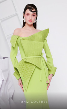 Off Shoulder Long Sleeve Gown with Sculpted Bodice Off Shoulder Long Sleeve Gown with Sculpted Bodice