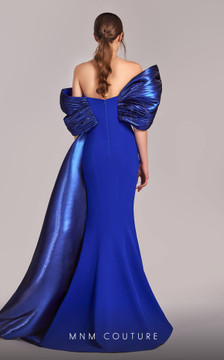 Draped Metallic Off Shoulder Gown Draped Metallic Off Shoulder Gown