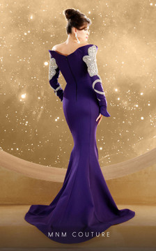 Embellished Long Sleeve Off Shoulder Gown Embellished Long Sleeve Off Shoulder Gown