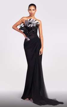 Metallic Sculpted Strapless Gown Metallic Sculpted Strapless Gown