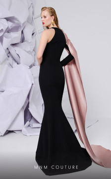 One Shoulder Long Cape Sleeve Gown One Shoulder Long Cape Sleeve Gown