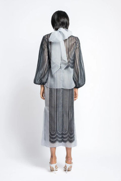 Lace and Organza Blouse with Skirt