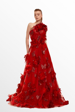 One Shoulder Floral Gown One Shoulder Floral Gown