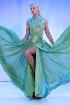 Mousseline Gown with Gold Lace Mousseline Gown with Gold Lace