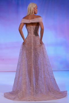 Off Shoulder Fully Beaded Gown Off Shoulder Fully Beaded Gown