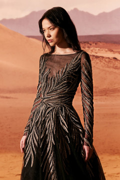 Long Sleeve Boat Neck Gown Long Sleeve Boat Neck Gown