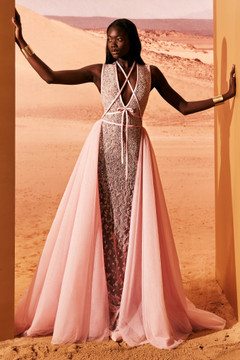 Embroidered Tulle Overskirt Gown Embroidered Tulle Overskirt Gown
