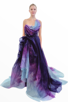 Strapless Ombre Organza Gown Strapless Ombre Organza Gown