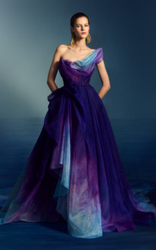 Strapless Ombre Organza Gown Strapless Ombre Organza Gown