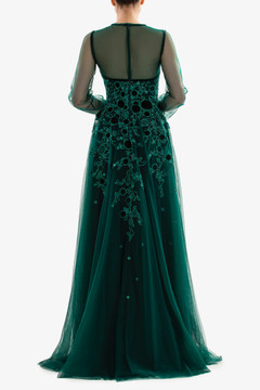 Embroidered Tulle Velvet Gown Embroidered Tulle Velvet Gown
