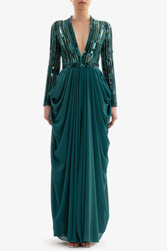 Draped Sequin Gown Draped Sequin Gown