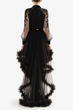 Embroidered Tulle Ruffled Gown Embroidered Tulle Ruffled Gown