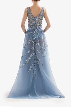 Tulle Beaded Sleeveless Gown Tulle Beaded Sleeveless Gown