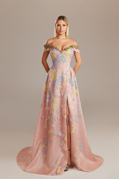 A-Line Off-Shoulder Gown A-Line Off-Shoulder Gown